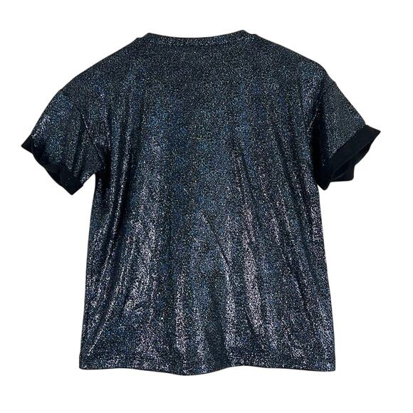 Nordstrom T-Shirt Girls L Black Sparkly Oversized High Low Retro Kidcore Tween - Picture 3 of 5